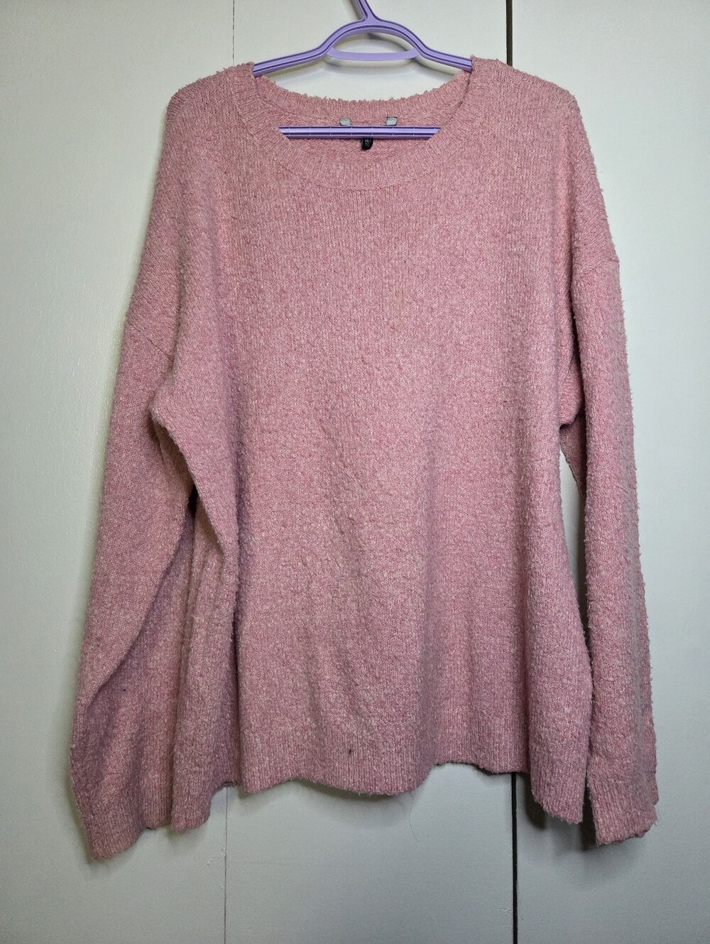 George Women's XL Blush Pink Crew Neck Fuzzy Knit Comfort Stretch Sweater